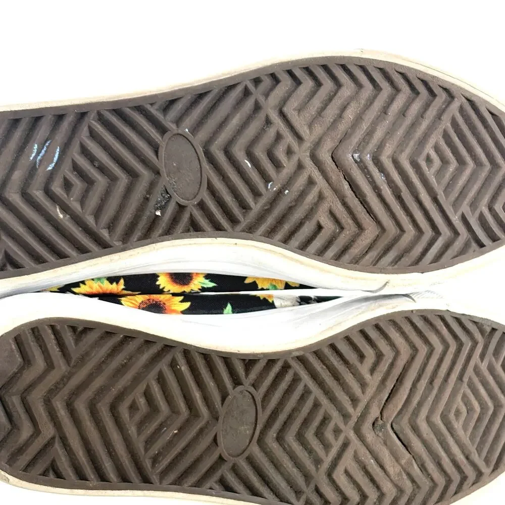 Hot Topic Sunflower Skull Sneakers 10 Black Yellow Whimsy Fairy Goth Grunge